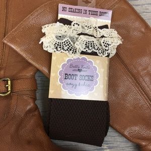 ☀️  NWT- Britt's Knits brown and lace boot socks